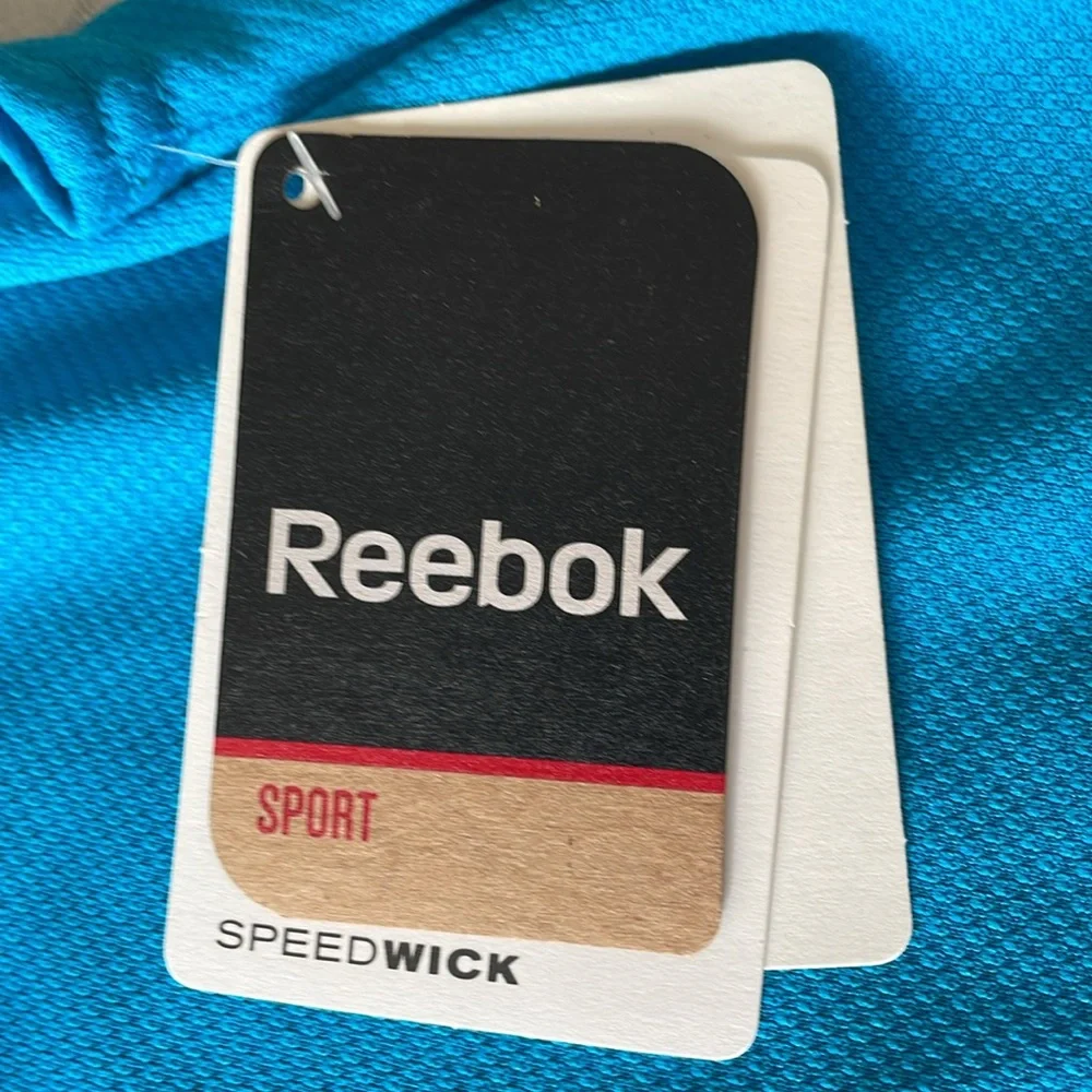 REEBOK Boys Mesh Hoodie Tank Top Caribbean Blue Speedwick Fabric Casual Medium